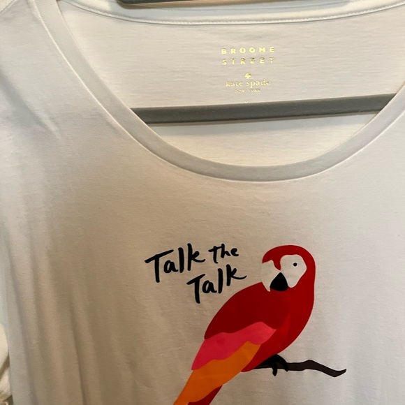 🟡KATE SPADE BROOME STREET PRE-LOVED AUTHENTIC WHITE & RED PARROT COTTON TSHIRT - Picture 17 of 17